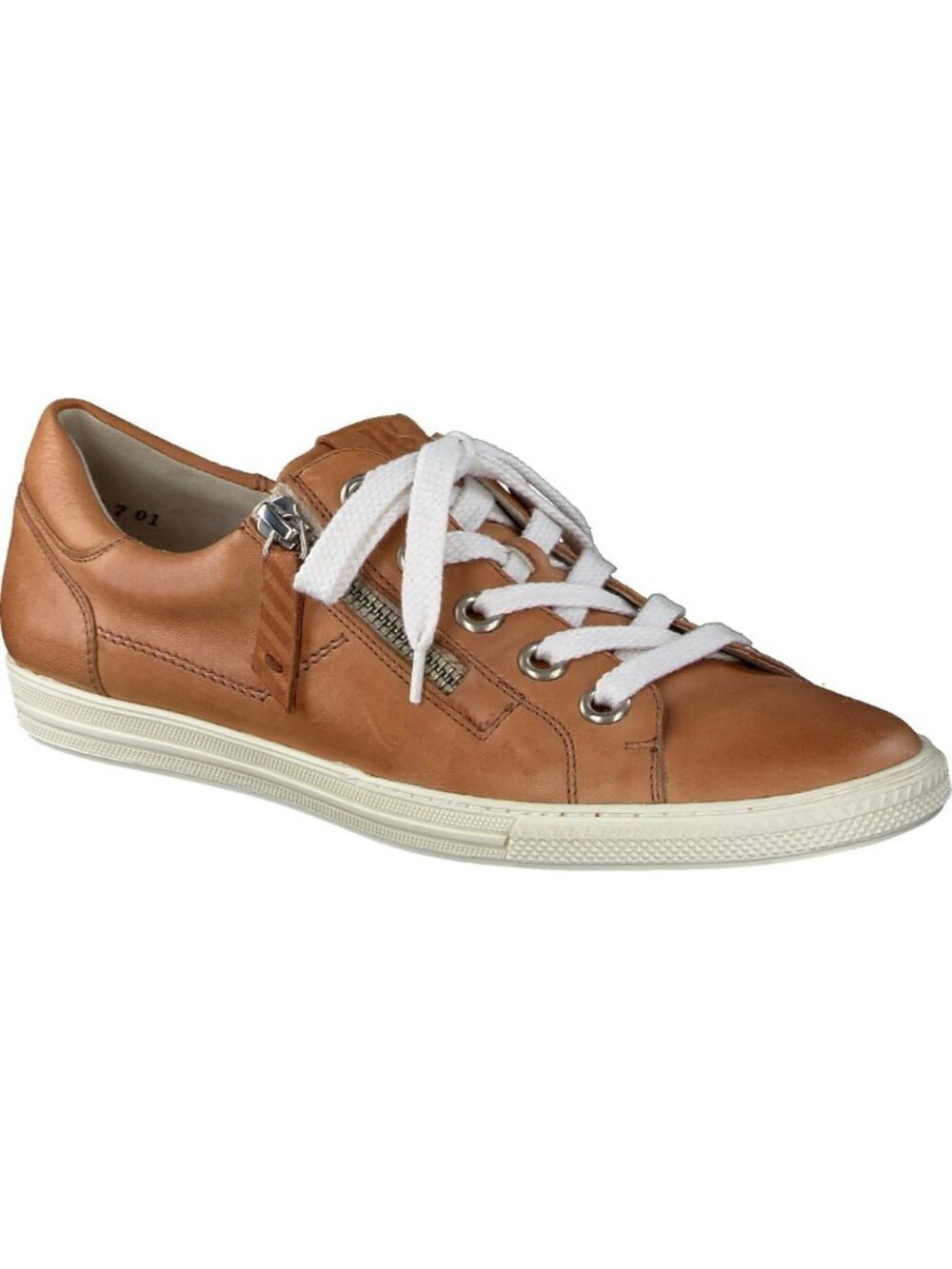 $480 Paul Green Addie ZIP LACE UP Sneaker LEATHER CUOIO BROWN 7.5 US (TF3)